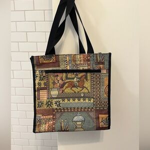 Vintage Tapestry Tote Bag with matching coin purse